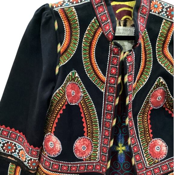 Alix Of Bohemia The Alexander Open Front Jacket  Black Multicolor Size Small - Picture 4 of 12